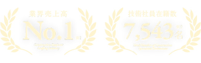 業界売上高No.1 技術社員在籍数7,543名